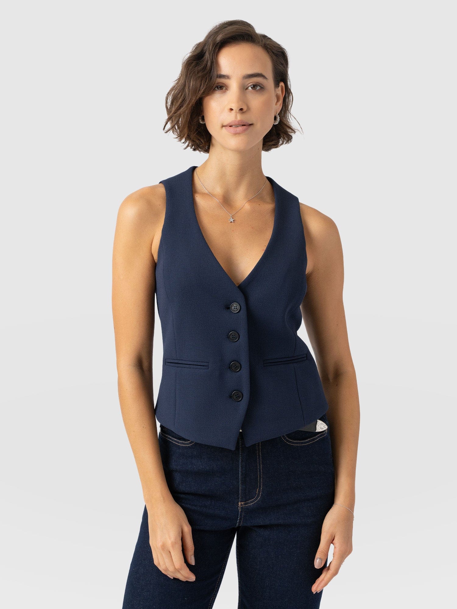 Astrid Waistcoat - Navy - Women's Jackets | Saint + Sofia? EU